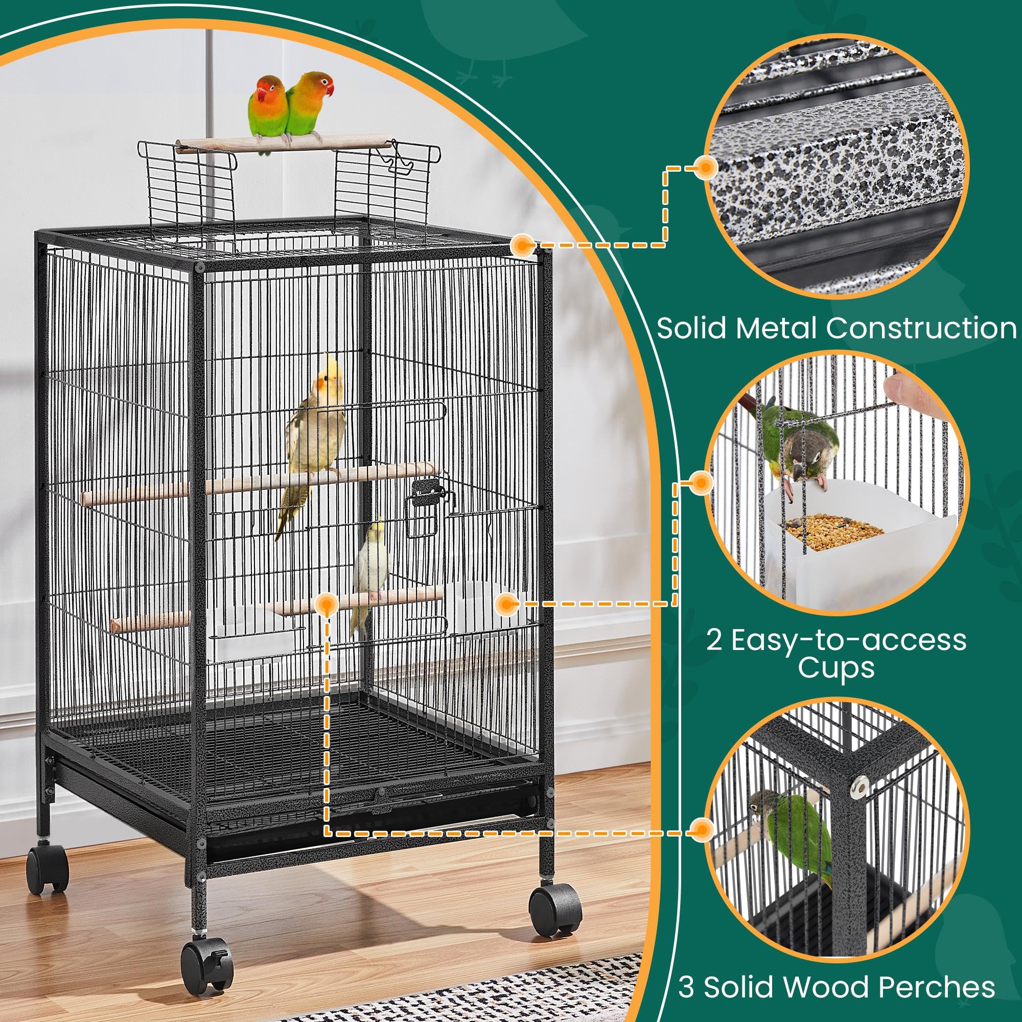 Cockatiel Cage Inch Wrought Iron Bird Cage With Rolling And