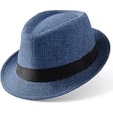 BABEYOND Straw Trilby Fedora Hat for Men-1920s Felt Panama Hat Short Brim Summer Cap with Ribbon