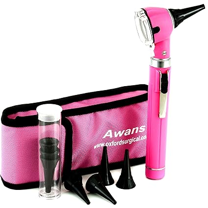 ENT - Otoscopio de diagnóstico compacto, color rosa