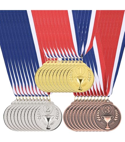 60 Médailles Récompenses Or Argent Bronze 2 Pouces - Kit Complet Avec Rubans Pour Sports Et Compétitions