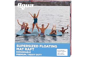 AQUA LEISURE Aqua Supersized/Ultimate Floating Water Mat - Heavy Duty Floating Island Pad with Expandable Zippers - Multiple Sizes and Colors
