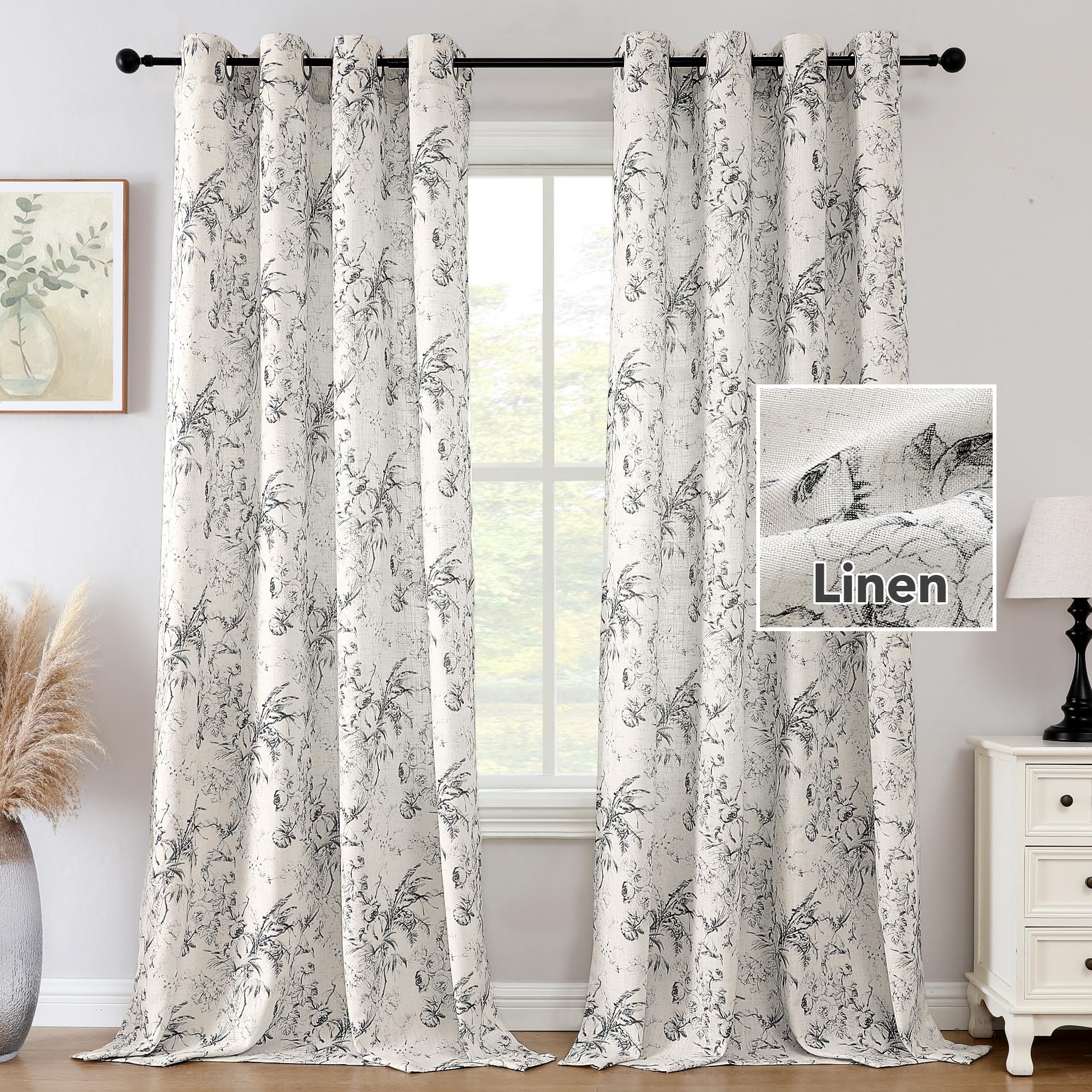 H.VERSAILTEX Linen Sheer Curtains - 52"W X 72"L Pair, Silver Grommet, Light Filtering, Linen Blend - View #2