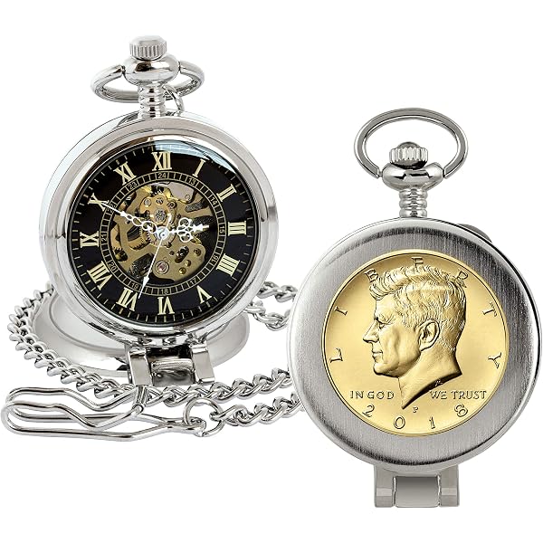 Amazon.com: Coin Pocket Watch with Skeleton Movement | Gold