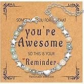 AMAZINGSUN Valentine’s Day Gifts for Women Mom Daughter Wife Girlfriend, Valentines Heart Beaded Bracelets, Gifts for Mother’s Day Birthday