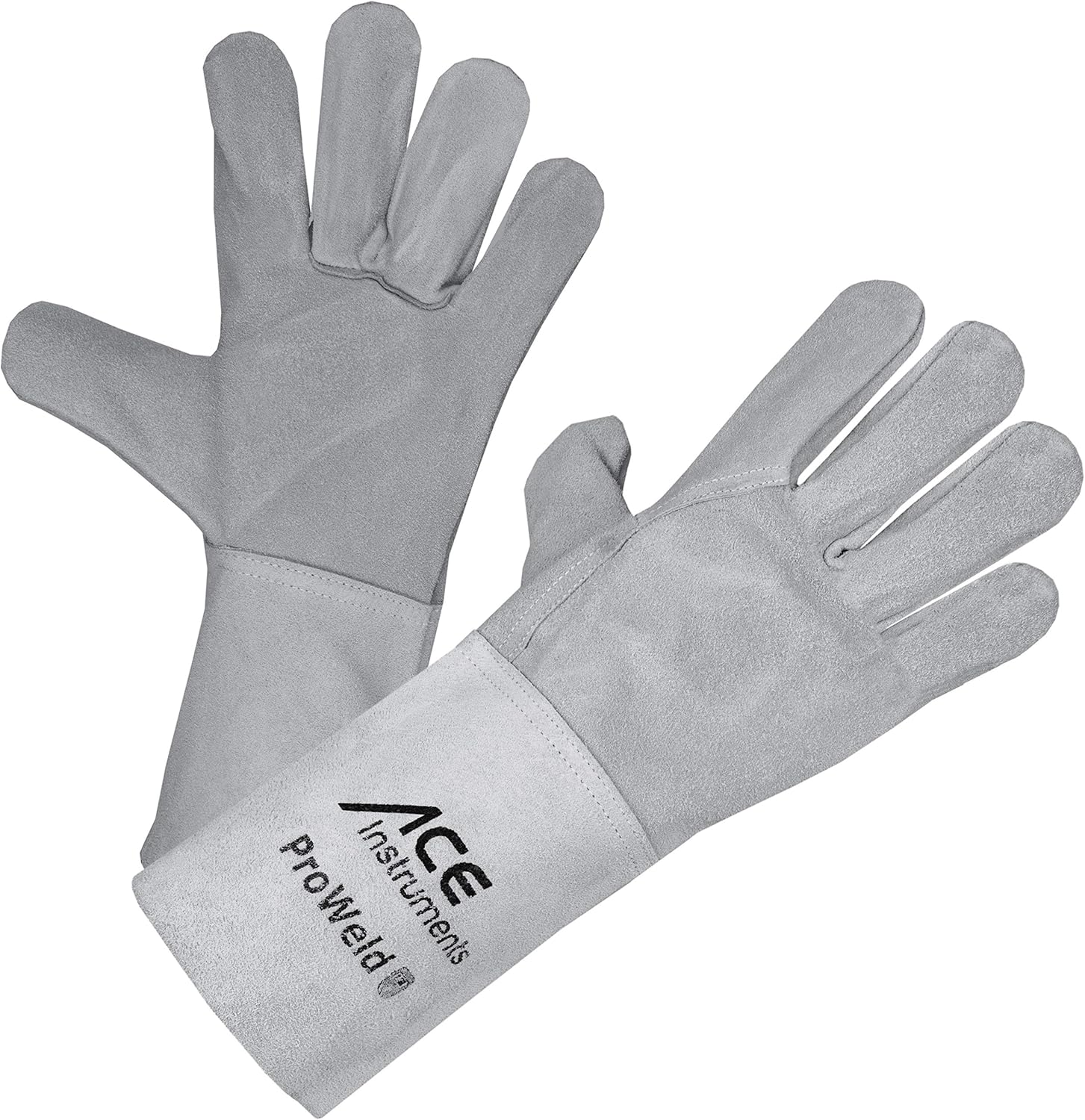 ACE Welding Gloves Light Welders Leather Heat Resistant Gauntlets EN 388 & EN 12477 Size 10