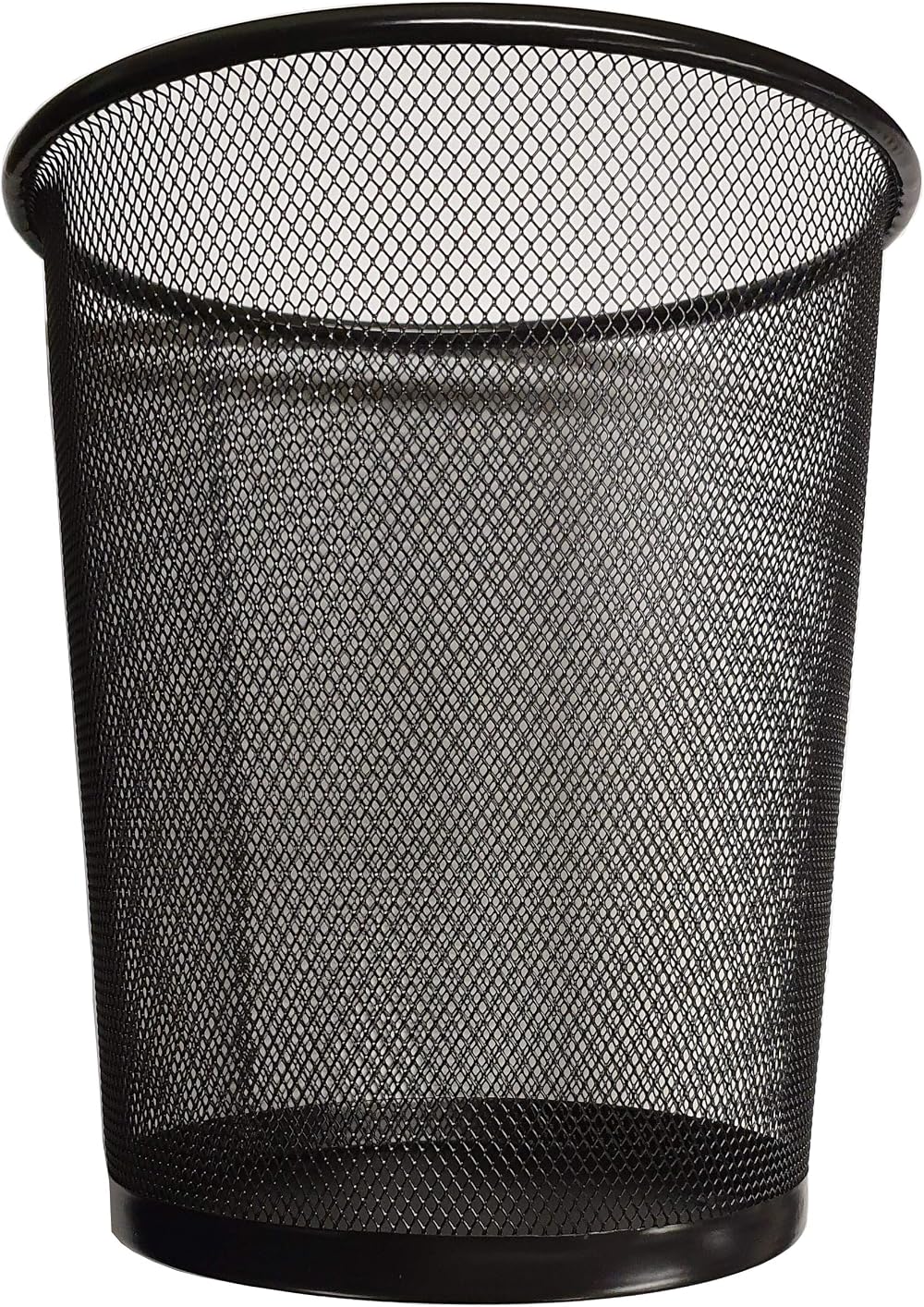 DIVCHI Round Trash Can Bin 1 Pack Black Non-Slip Mesh Metal Waste Paper Bin