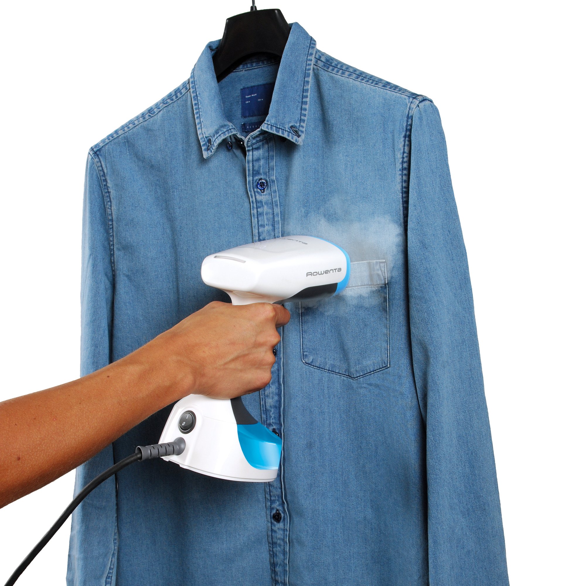 Rowenta X-Cel Handheld Steamer for Clothes 45 Second Heatup, 5 Ounce capacity, Cotton, Wool, Poly, Silk, Linen, Nylon 1100 Watts Portable, Ironing, Garment Steamer, Travel Must Have DR7000,Blue