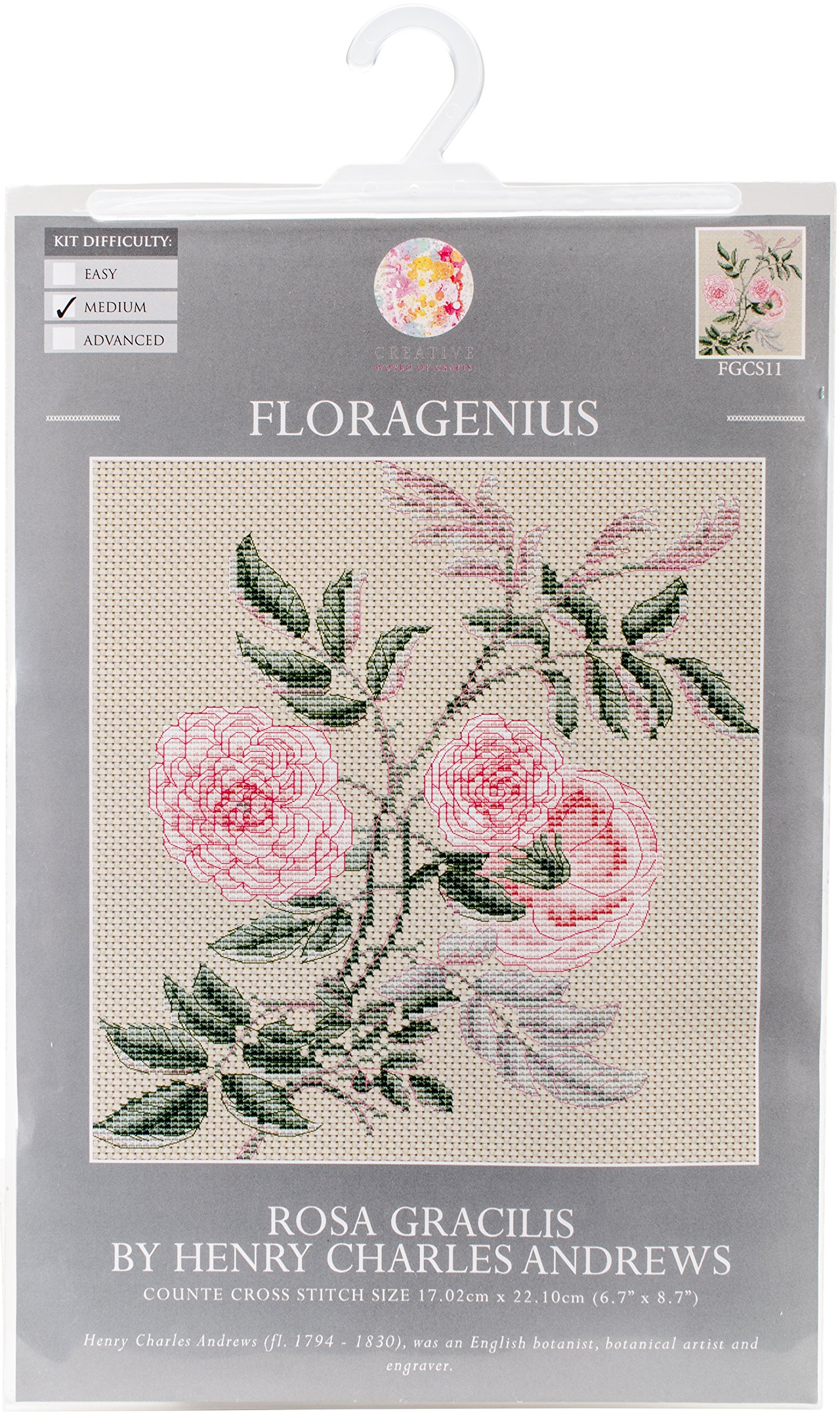 Creative World of Crafts Art Craft Supplies, Fabric, Rosa Gracilis, 6.7 x 8.7-Inch