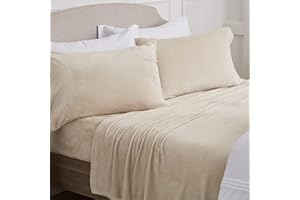 NY Loft Ultra Soft Micro Fleece Sheets Set with Extra Deep Pockets | Extra Soft Velvet Fleece Sheet Set | Super Plush Polar Fleece | Velvet Plush Cozy Warmth | Tribeca Collection (King, Beige)