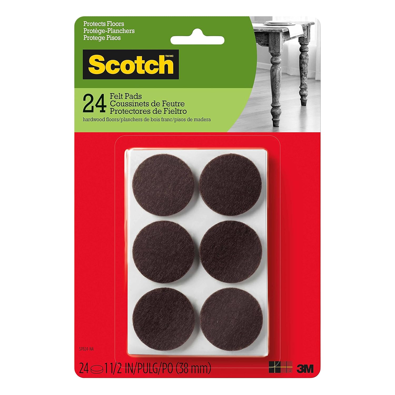 Brown Fastening & Surface Protection SP822NA Scotch Felt Pads Round