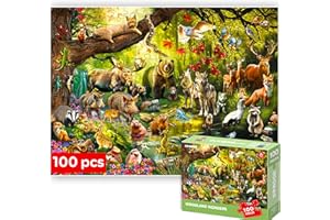 QUOKKA Puzzles for Kids 3-5 - 100 Piece Toddler Puzzles 4-8 Year Old - Forest Animals Learning Jigsaw Toys for Kids 5-8 Years