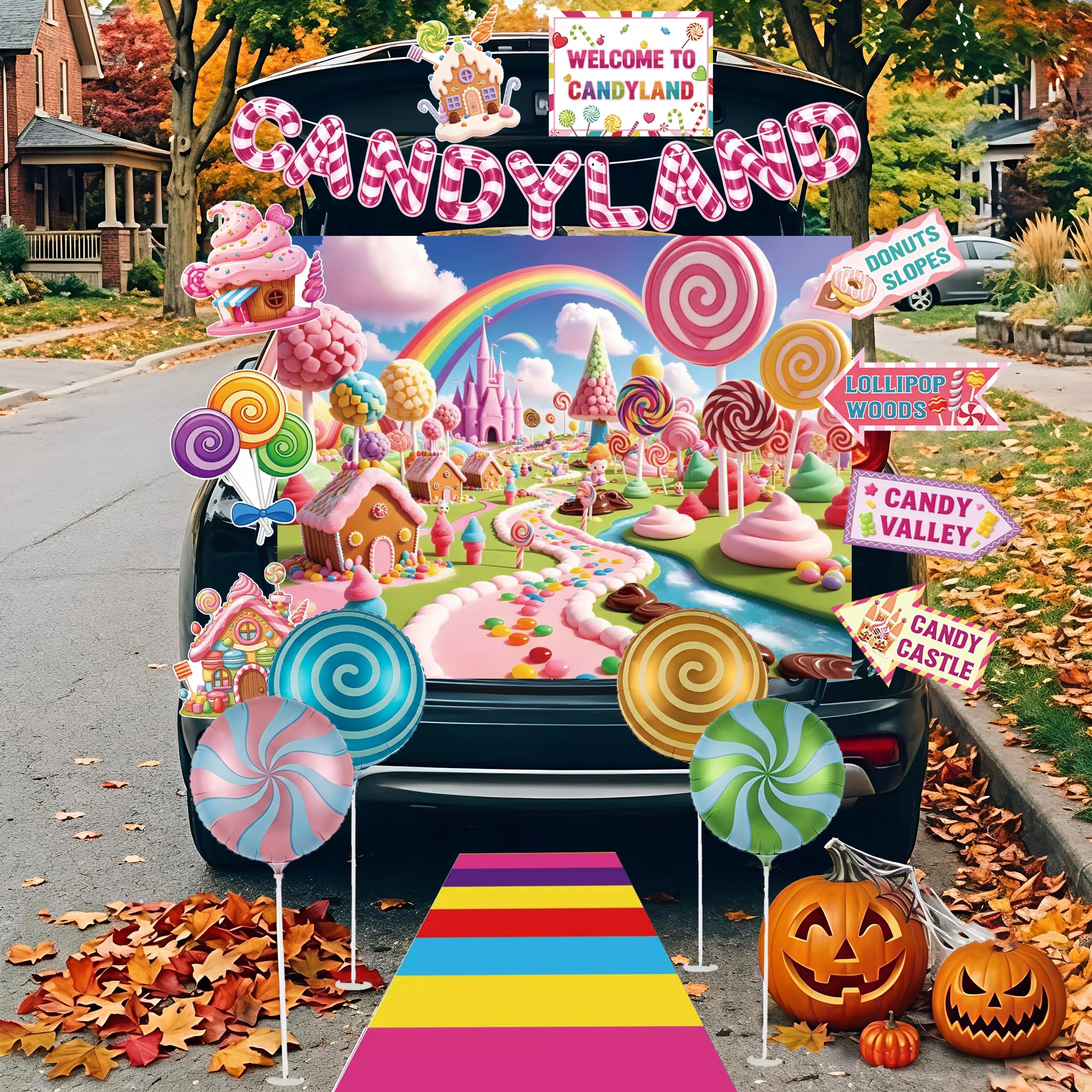 Bmmff Halloween Candy Land Trunk or Treat Car Decorations Kit for SUV,Trunk or Treat Car Archway Garage Decoration,Halloween