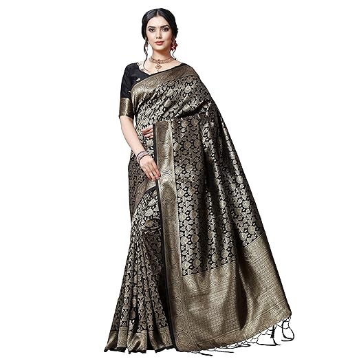 Anand Sarees silk with Blouse Piece Saree (1536_4_ Black_ Free Size)