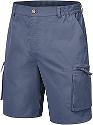 QPNGRP Men's 9" Inseam Stretch Waist Zipper Cargo