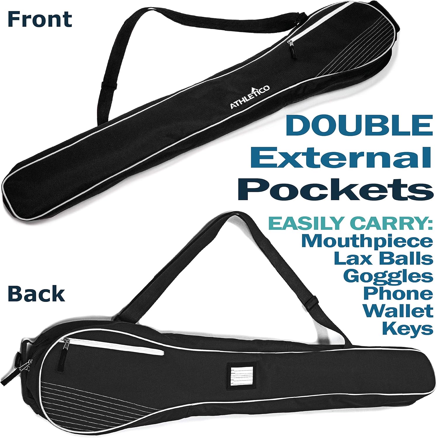 Athletico Lacrosse Stick Bag - Lax Equipment Bags for Boys or Girls, Kids & Youth (Black) : Sports & Outdoors