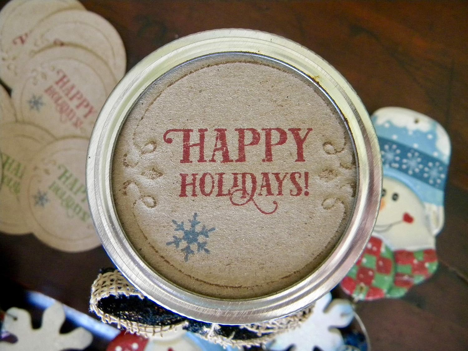 Christmas Mason Jar Labels Happy Holiday Snowflake Canning