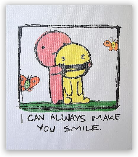 Amazon Com I Can Always Make You Smile On A Stretched Wooden Canvas Frame 8 X 7 X 05 Light Gray