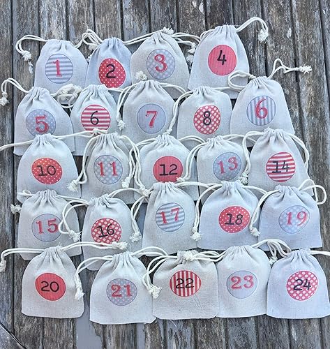 Calendrier De L Avent Perpetuel 24 Pochons En Coton Amazon Fr Handmade