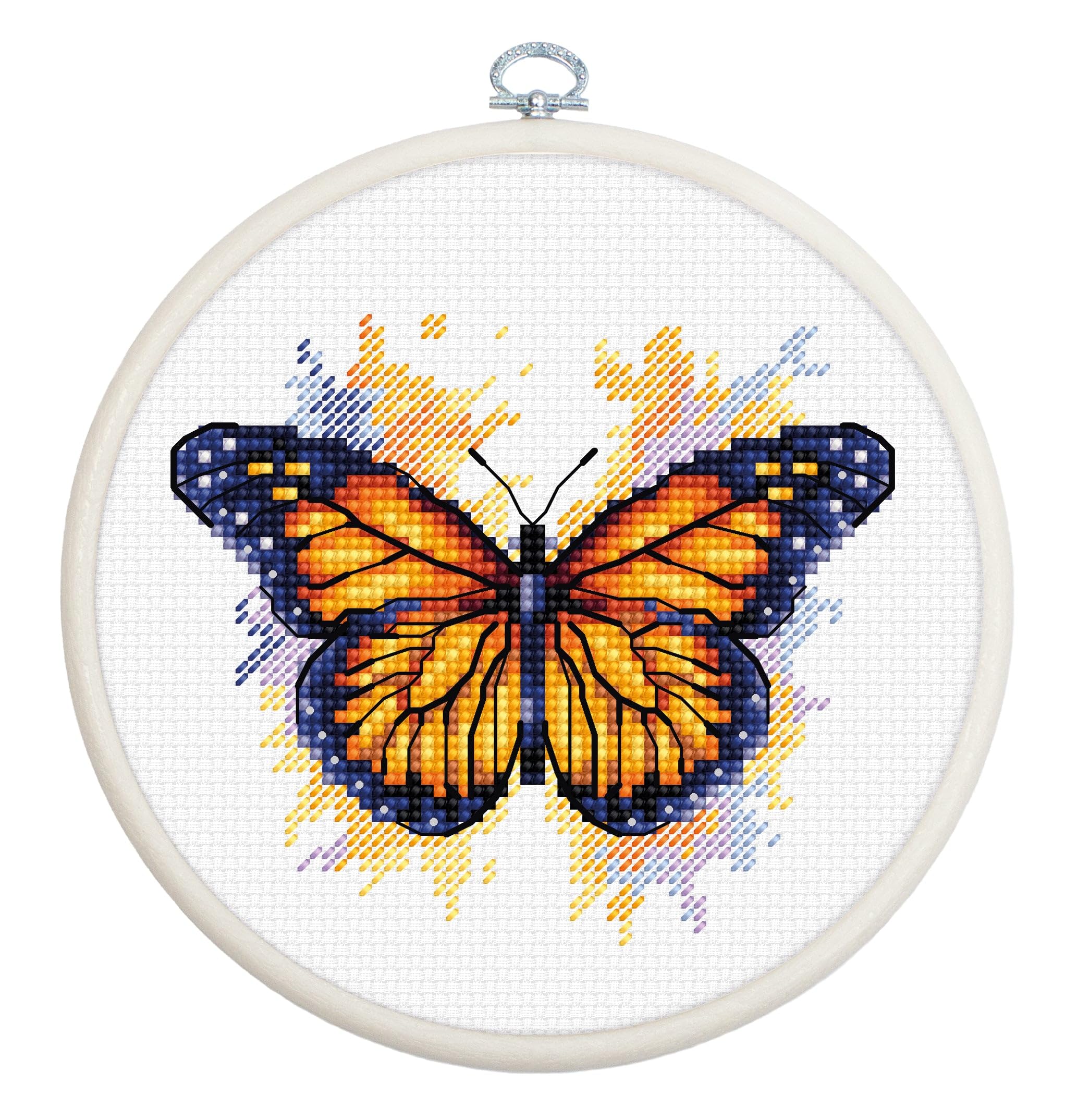 Luca-S Cross Stitch Kit with Hoop Included The Monarch Butterfly, BC102
