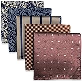 SHLAX&WING 5 Pieces Assorted Mens Silk Pocket Square Set Handkerchiefs