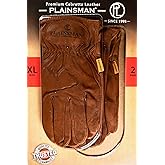 Plainsman Cabretta Goatskin Brown Leather Gloves, 2 Pairs, Size Extra-Large