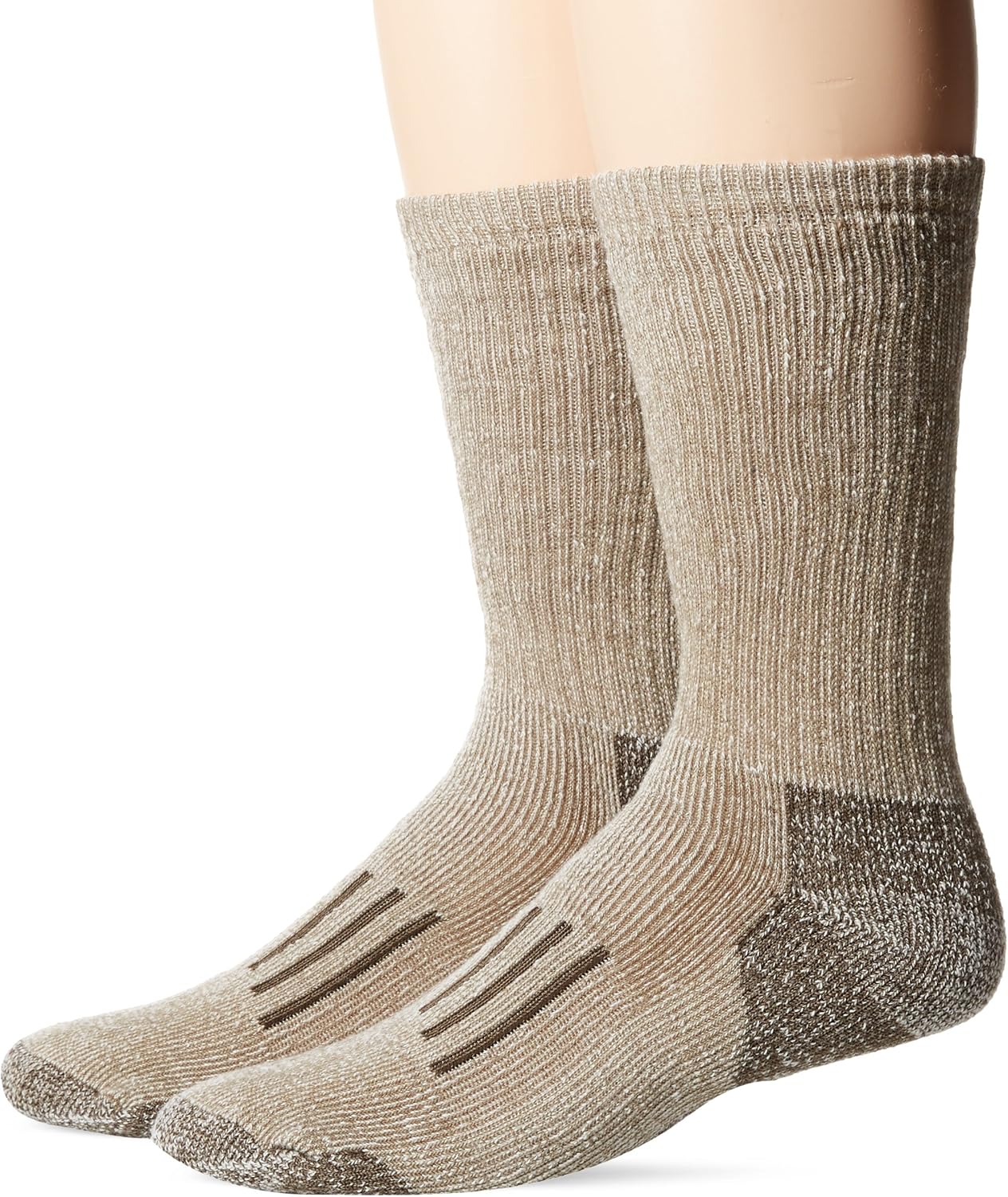PowerSox mens Bootsocks Medium Cushion Merino Wool Crew Socks, 2 Pairs Socks, Taupe