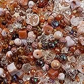 CYEENUT 500g Acrylic Assorted Beads Flower Star Butterfly Candy Acrylic Kawaii Beads for Keychain Bracelets Jewelry Making DIY Plastic Crafts (Brown)