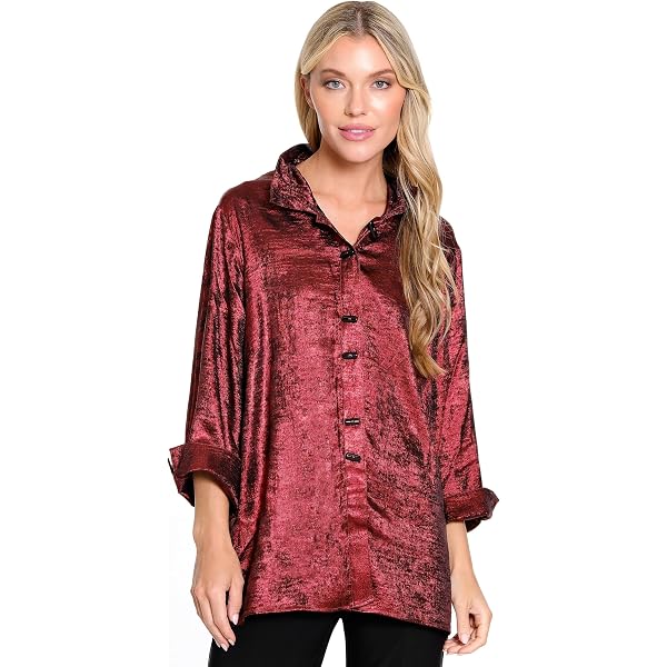 Ali Miles Women's Knit Printed Button-Front Tunic – 3/4 Sleeve Blouse For Casual Or Dressy Outfits