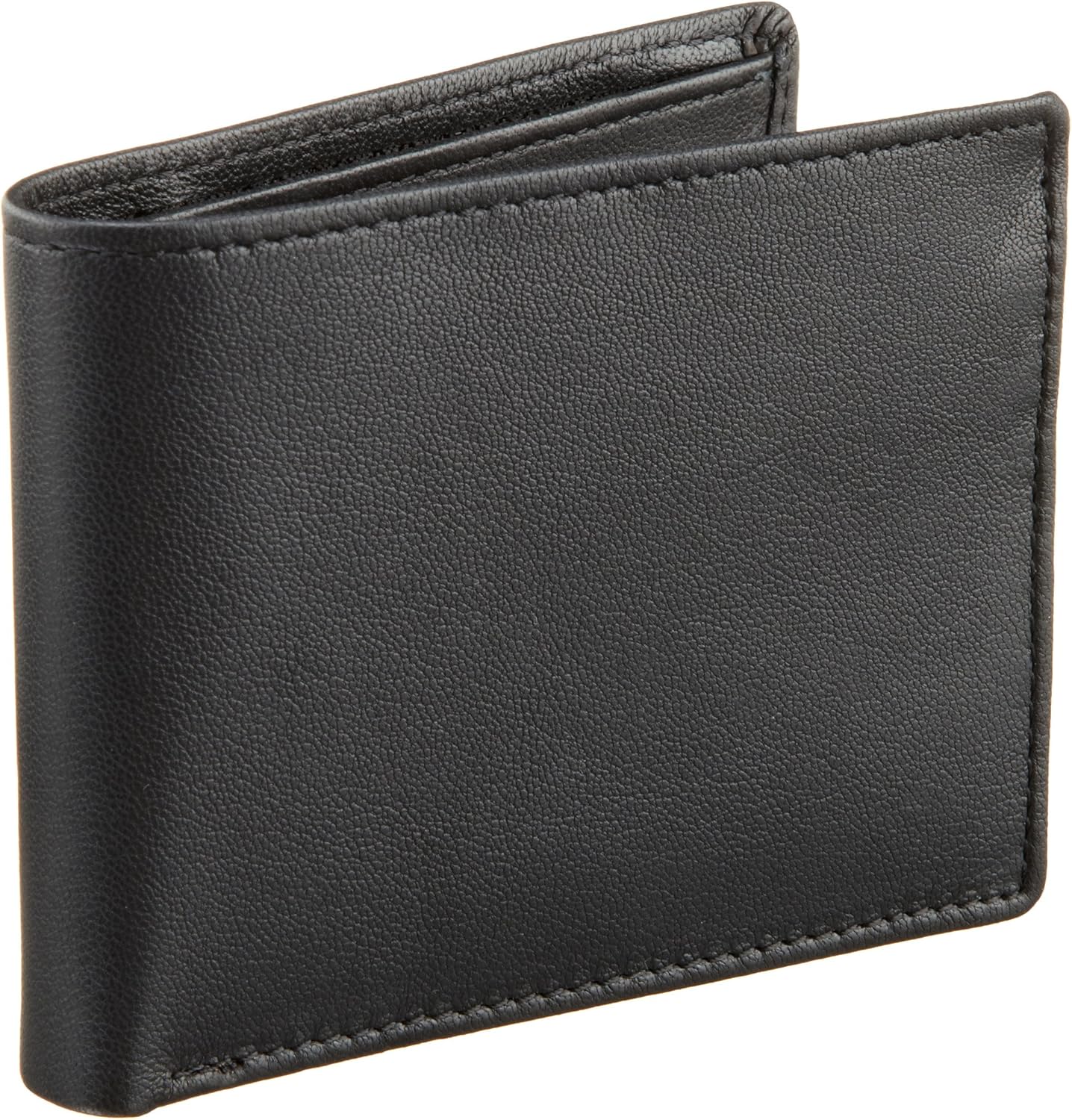 Perry Ellis Portfolio Men's Gramercy 100% Leather Slimfold Wallet with Bifold Closure, Black, One Size, Black, One Size