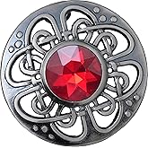Elegant Culloden Plaid Brooch – Scottish Kilt Fly Plaid Brooch Intricate Celtic Knot in Pewter with Gemstone 3-Inch Diameter – Ideal for Scottish Kilts & Formal Wear