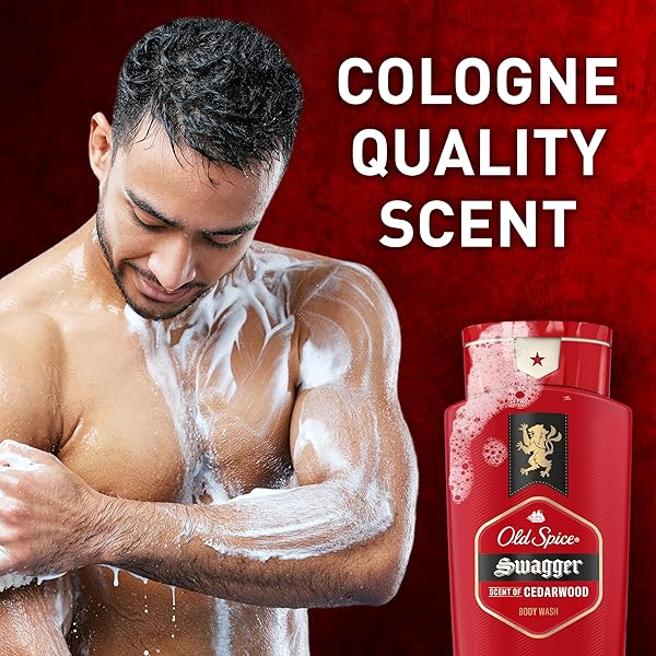 OLD SPICE REFRESHING BODY WASH FOR MEN, 3X DEFENSE, 24/7 SHOWER FRESH WITH LONG LASTING SCENT, RED COLLECTION, SWAGGER WITH CEDARWOOD SCENT, 24 OZ (PACK OF 2)
