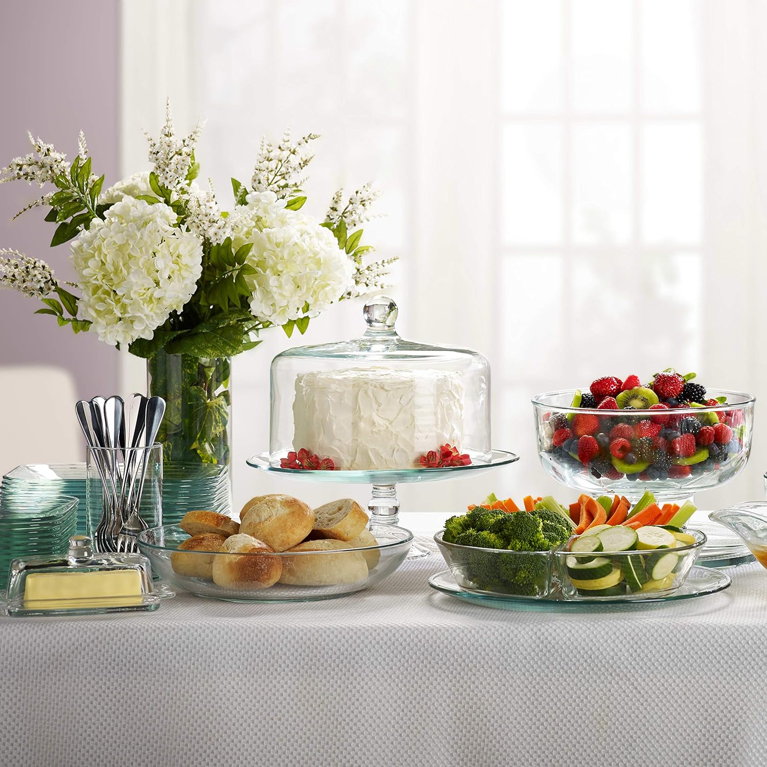 Libbey Selene Glass Cake Stand with Dome: Kitchen & Dining