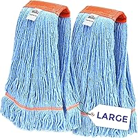 General Cleaning Mop Heavy Duty Commercial Replacement, Wet Industrial Blue Cotton Looped End String Head Refill Pack Of 3
