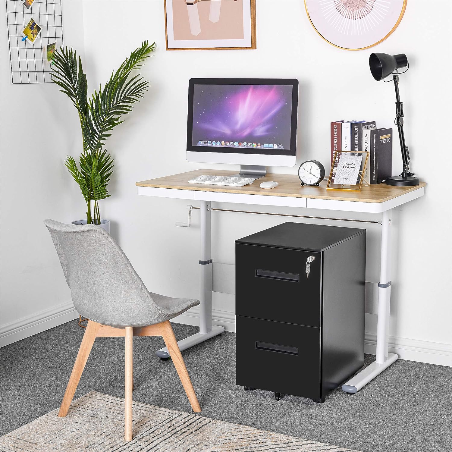 YITAHOME 2-Drawer Mobile File Cabinet with Lock, Office Storage Filing Cabinet for Legal/Letter Size, Pre-Assembled Vertical Metal File Cabinet Except Wheels Under Desk - Black: Furniture & Decor