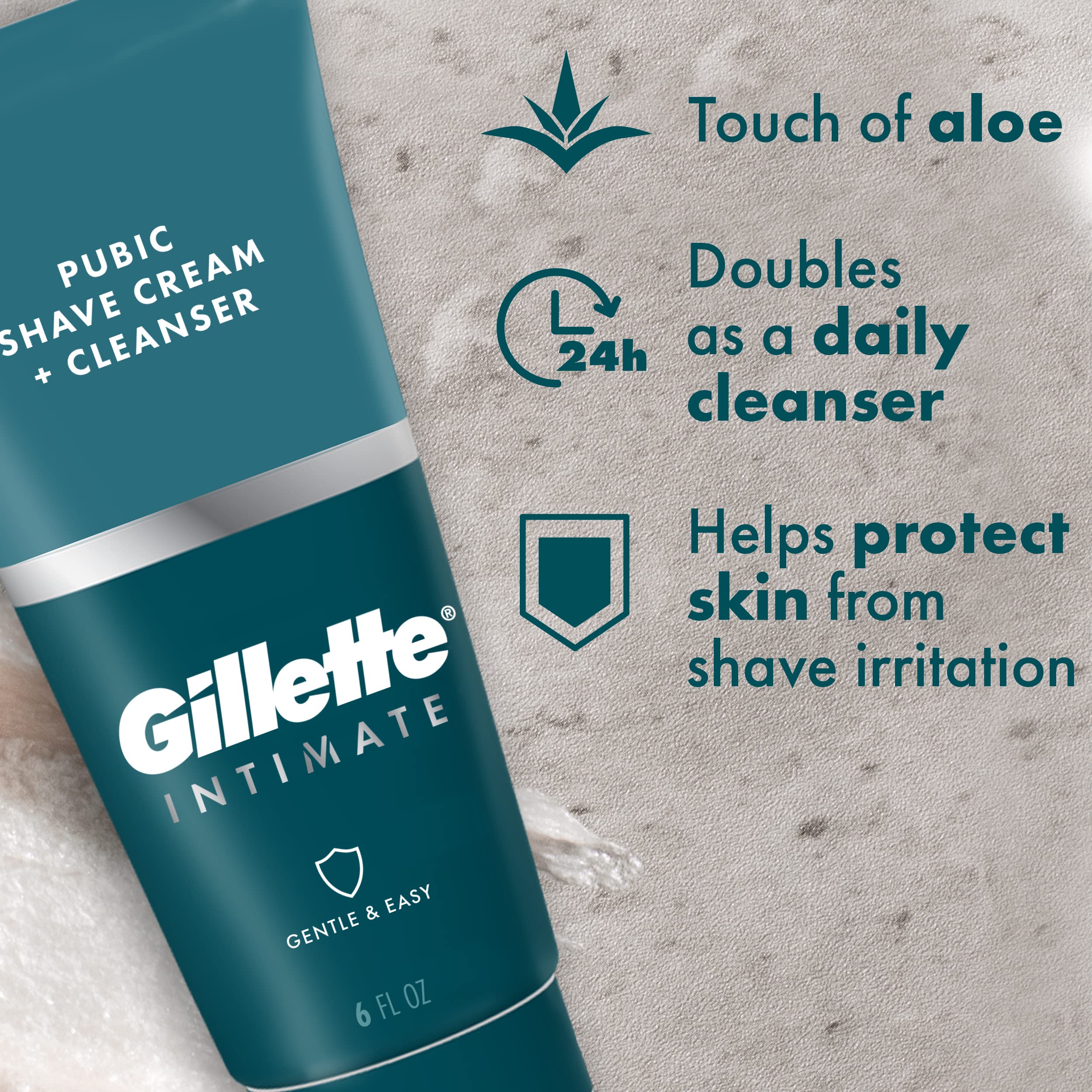 Gillette Intimate 2 in 1 Pubic Shave Cream + Cleanser, Gentle Formula, Formulated for Pubic Hair & Skin, with Aloe, Paraben Free (177 ml)