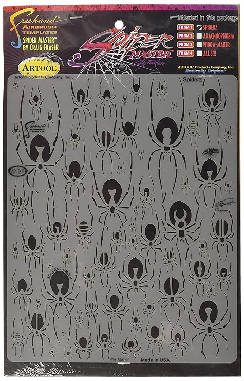 Amazon.com: Artool Freehand Airbrush Templates, Spiderz Template: Toys & Games