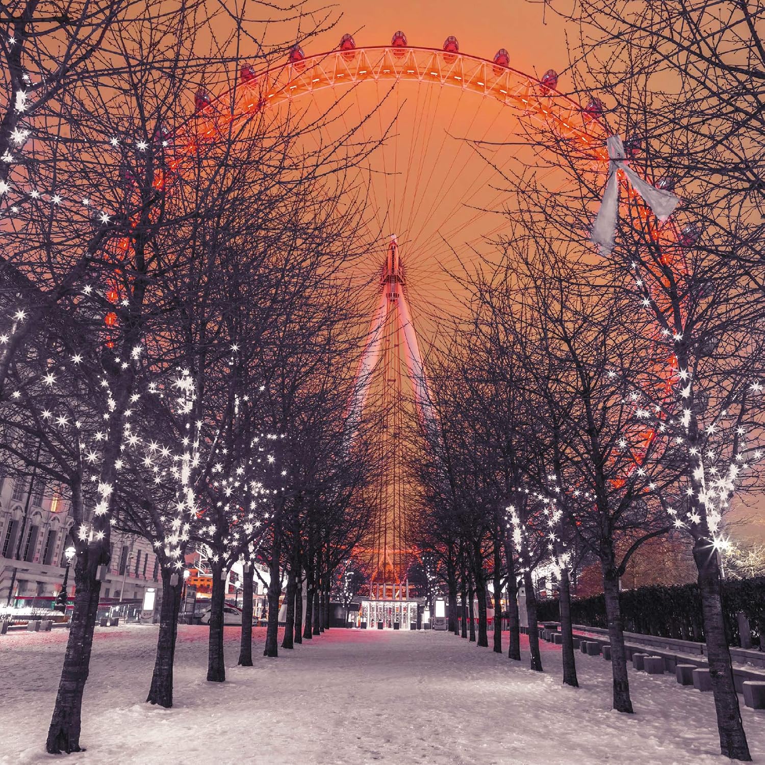 Pack of 6 Charity Christmas Cards (MED-CHMT0081) - London Eye - 6 Cards of 1 Design From Medici, red, 140 x 140mm