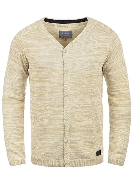 Blend Samuel Herren Strickjacke Cardigan Feinstrick Mit V-Ausschnitt Und Knopfleiste Aus 100% Baumwolle
