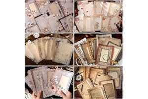NPCSWXQ 60 Sheets Lace Trim Vintage Scrapbook Stationery Paper Set,for Letter Writing,Scrapbook paper, Junk Journal Supplies, Decoupage Card Making Supplies,And Mixed Media Collage Card 4.9x6.9In