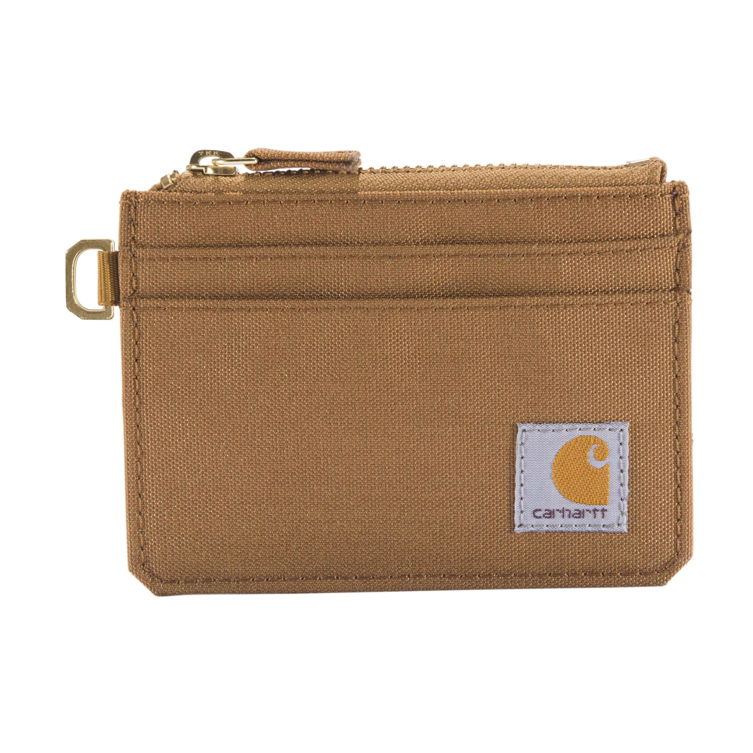 Carhartt Womens 700D Nylon Duck Zippered Wallets, Coin Pouch and Card Keeper Options, Card Keeper, Carhartt Brown