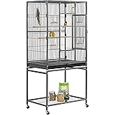 Yaheetech 54-inch Wrought Iron Standing Large Parrot Parakeet Flight Bird Cage for Small Parrot Cockatiel Sun Parakeet Green 