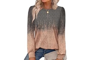 Alaroo Womens Long Sleeve Shirts 2025 Fall Tunic Tops Crewneck Blouses Print