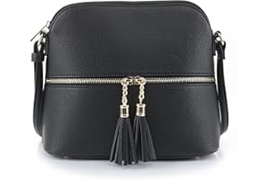 SG SUGU Lunar Lightweight Medium Dome Crossbody Bag Shoulder Bag with Tassel | Zipper Pocket | Adjustable Strap