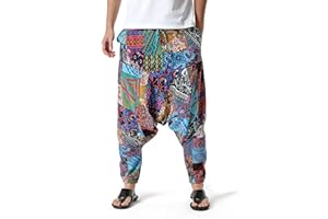 KEPUTAY Men Women Cotton Baggy Hippie Yoga Harem Pants Funky Printed Plus Size Trousers