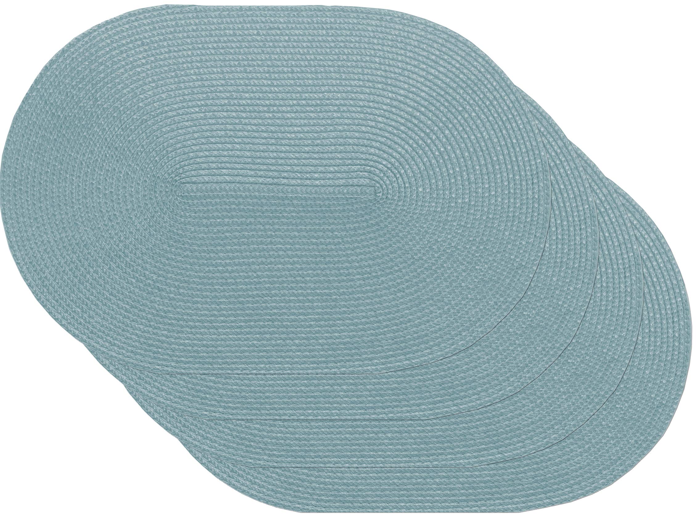 Venilia Placemat Table Linen Place Mats for Dining Room Woven Oval Pattern Blue Set of 4 Vinyl Food Safe 45 x 30 cm Set of 4 59115