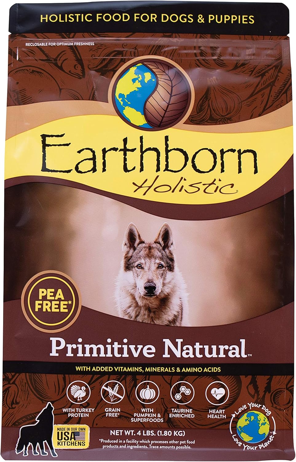 Earthborn Holistic Primitive Natural Grain Free Dry Dog Food, 4 lb