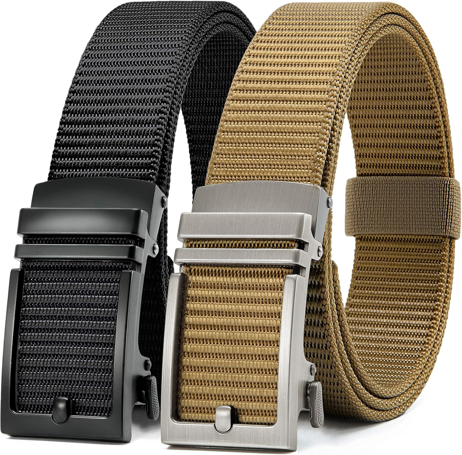 Chaoren Golf Belt 2 Pack Nylon Ratchet Belt, Mens Belts Casual for Baseball Fully Adjustable Trim to Exact Fit: Clothing