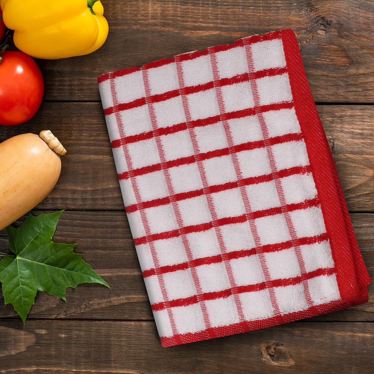 Urban Villa 6 Pack Terry Kitchen Towels, Premium Quality, 100% Cotton, Ultra Soft (Size: 20X30 Inch), Multi Color, Highly Absorbent Over Sized Kitchen Towels with Hanging Loop- (Set of 6): Kitchen & Dining