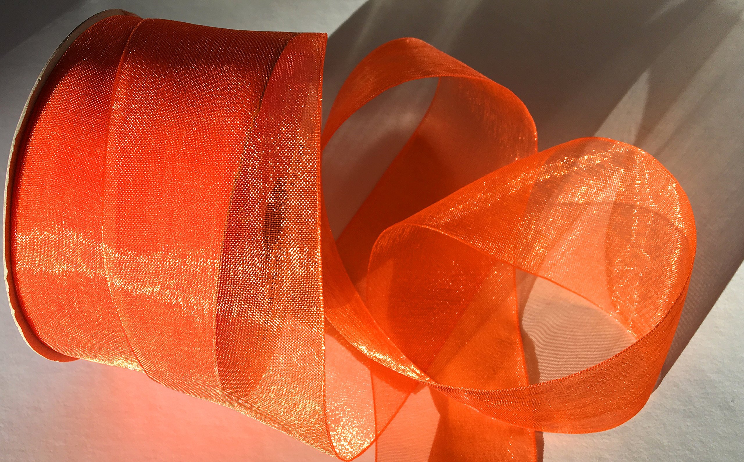 Photo 1 of 1.5" Organdy Ribbon -Organza Quality Ribbon- 25 yards (Orange #620)