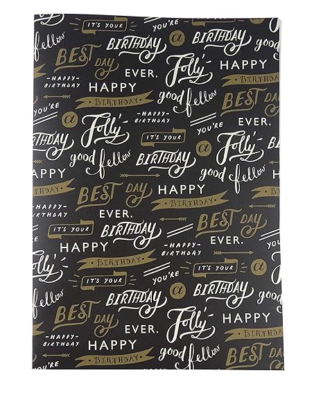 Geschenkpapier für jeden Tag oder Geburtstag, Hochzeit, 2 Bögen, Schwarz/Weiß